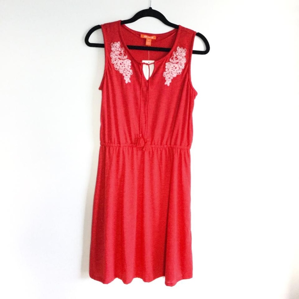 J O E  F R E S H   Embroidered Red  Casual Dress